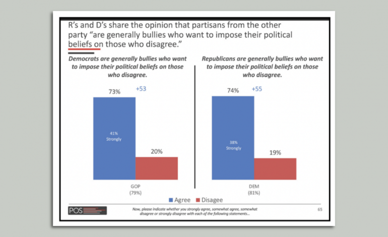 Democrats and Republicans see the other side as “generally bullies”